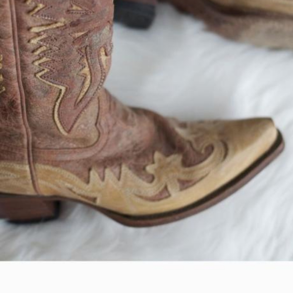 Distressed corral cowboy boots